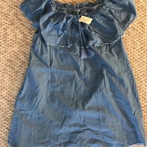 Easel Off the Shoulder Chambray Dress